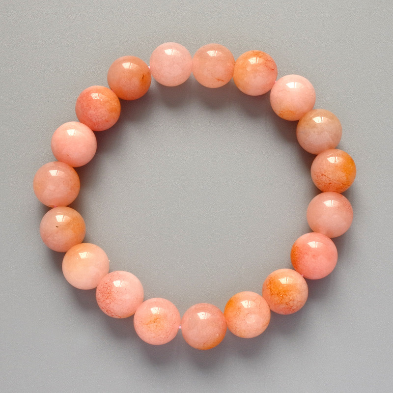 Toned Quartz Bracelet, Smooth Bead, Diameter 10mm+/-, Length 18cm+/- (Stretch)