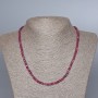 Necklace of natural ruby, cut gemstone cube, diameter 4mm±, length 45cm± with clasp