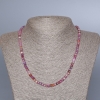 Necklace Ruby natural stone faceted cube, diameter 4mm±, length 48cm ±