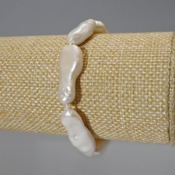 Baroque Pearl Bracelet with "Petrol" Tint, Diameter 10x26mm+/-, Length 18cm+/- (stretch)