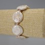 Baroque Pearl Bracelet with "Petrol" Tint, Diameter 19mm+/-, Length 18cm+/- (stretch), with "Swarovski" Crystals