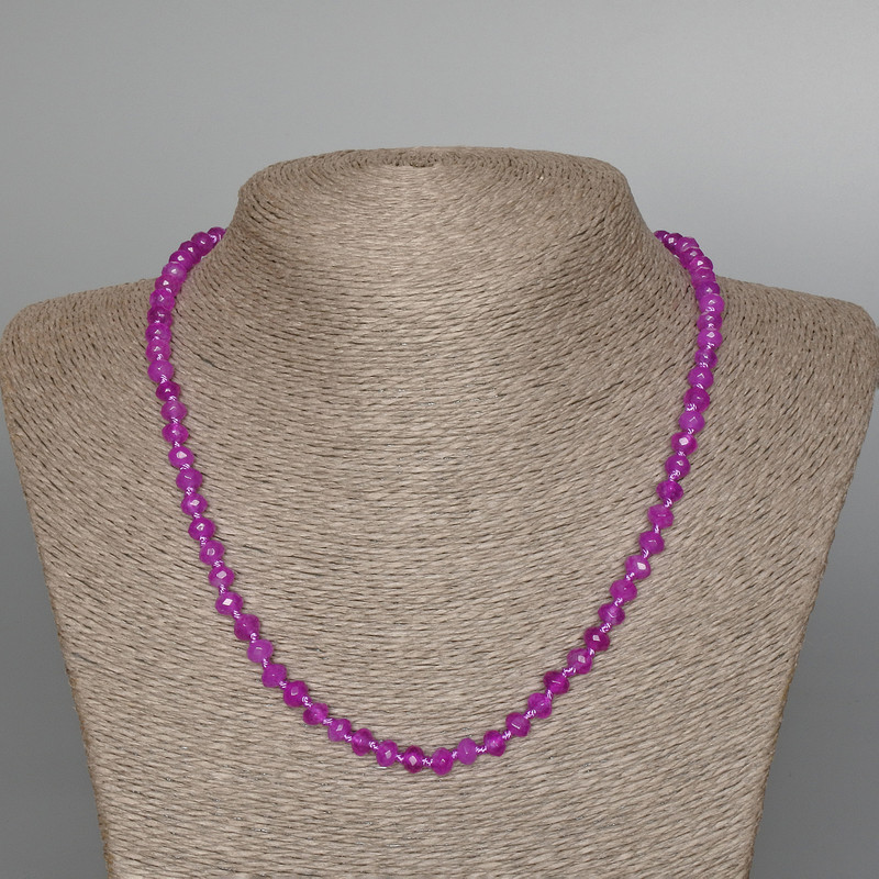 Amethyst (Synthetic) Necklace, Faceted Rondelle, Diameter 6x4mm+/-, Length 49cm+