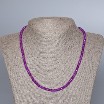 Amethyst (Synthetic) Necklace, Faceted Rondelle, Diameter 4.5x2.5mm+/-, Length 48cm+