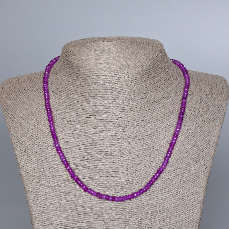 Amethyst (Synthetic) Necklace, Faceted Rondelle, Diameter 4.5x2.5mm+/-, Length 48cm+