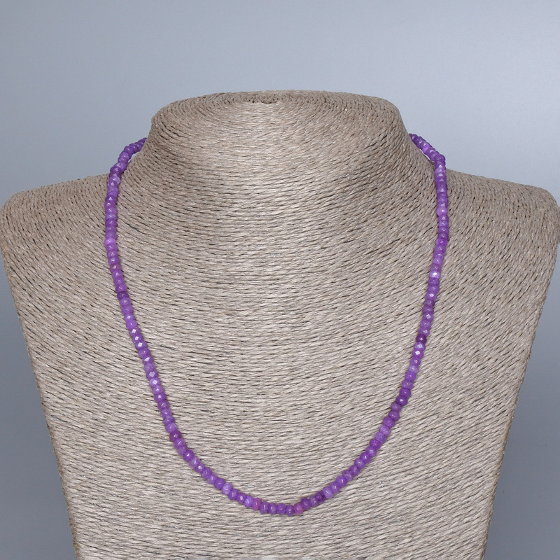 Amethyst (Synthetic) Necklace, Faceted Rondelle, Diameter 4x2.5mm+/-, Length 48cm+