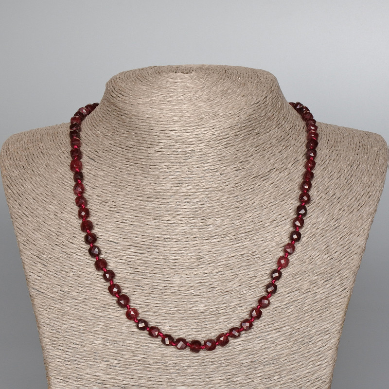 Tourmaline Rubellite Necklace, Natural Stone Faceted Cube, Diameter 5mm+/-, Length 50cm+