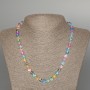 Opal Glass Necklace, multicolour, smooth round, diameter 6mm +/-, length 49cm +
