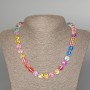 Opal Glass Necklace, multicolour, smooth round, diameter 10mm +/-, length 49cm +