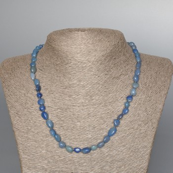 Blue Aventurine Necklace, natural stone, tumbled nugget, diameter 7x9mm +/-, length 47cm +