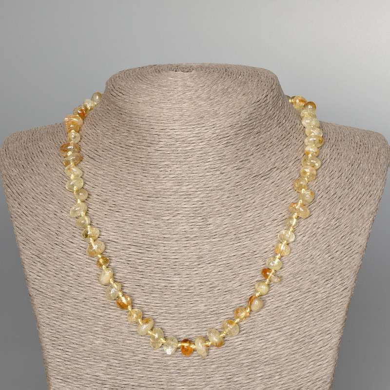 Citrine Necklace, natural stone, tumbled nugget, diameter 8x5mm +/-, length 49cm +