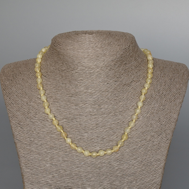 Citrine Necklace, natural stone, faceted round, diameter 6mm +/-, length 47cm +