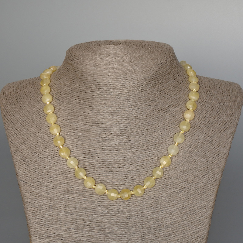 Citrine Necklace, natural stone, faceted coin, diameter 8.5x5.5mm +/-, length 47cm +