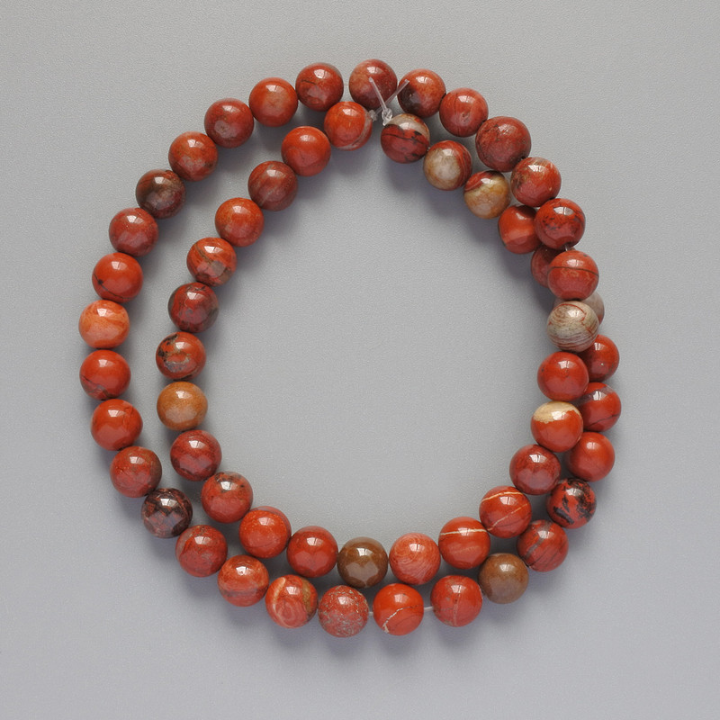 Red Jasper Beads, natural stone, smooth round, diameter 6mm +/-, length 38cm +/- on a strand