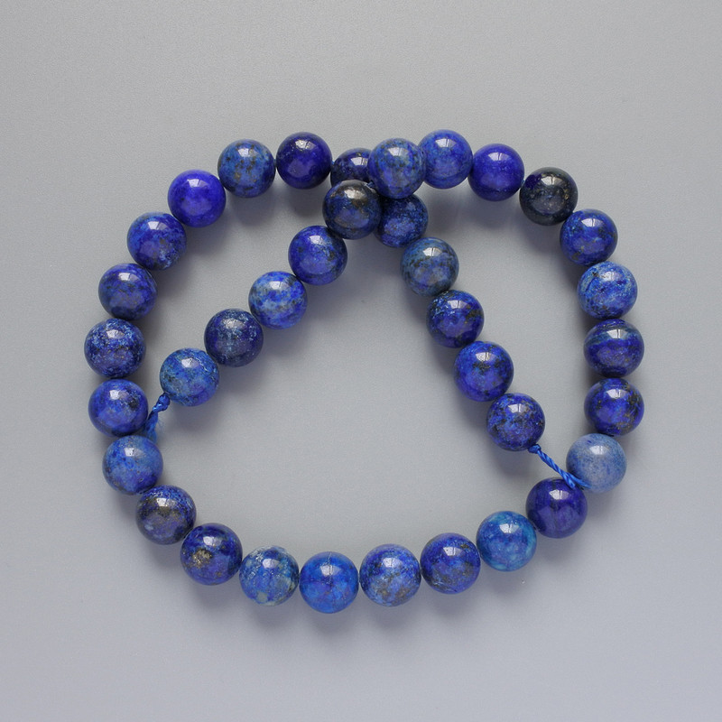 Lapis Lazuli Beads, Natural Toned Stone, Smooth Round Bead, 10mm+/- Diameter, 38cm+/- Length on a Thread