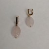 Pink Quartz Earrings, Oval, Diameter 13x18mm+/-, English Lock, Length 36mm+