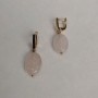 Pink Quartz Earrings, Oval, Diameter 13x18mm+/-, English Lock, Length 36mm+