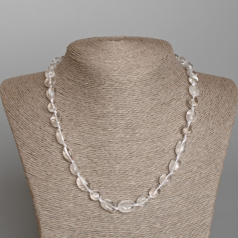 Rock Crystal Necklace, tumbled beads, diameter 9x12mm+/-, length 48cm+