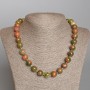 Heliotrope Jasper Necklace, natural stone, smooth round beads, diameter 12.5mm+/-, length 50cm+