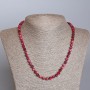 Raspberry Cat's Eye Necklace, Natural Stone Faceted Cube, diameter 5x5mm+-, length 49cm+