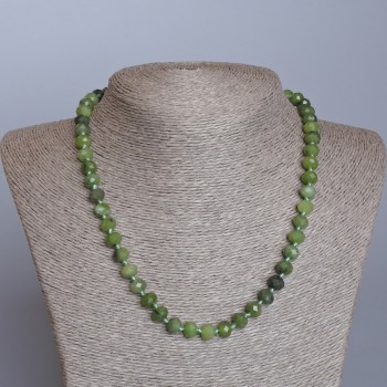 Canadian Jadeite Necklace, Natural Stone Faceted Rondelle, diameter 8x6mm+-, length 48cm+