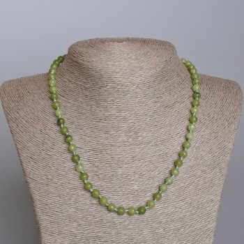 Canadian Jadeite Necklace, Natural Stone Faceted Bead, diameter 6mm+-, length 48cm+