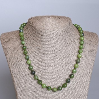 Canadian Jadeite Necklace, Natural Stone Faceted Bead, diameter 8.5mm+-, length 50cm+