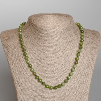 Canadian Jadeite Necklace, Natural Stone Smooth Bead, diameter 6.5mm+-, length 50cm+