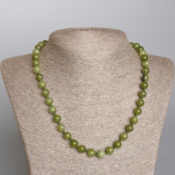 Canadian Jadeite Necklace, Natural Stone Smooth Bead, diameter 8.5mm+-, length 49cm+