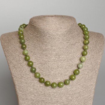 Canadian Jadeite Necklace, Natural Stone Smooth Bead, diameter 10mm+-, length 50cm+