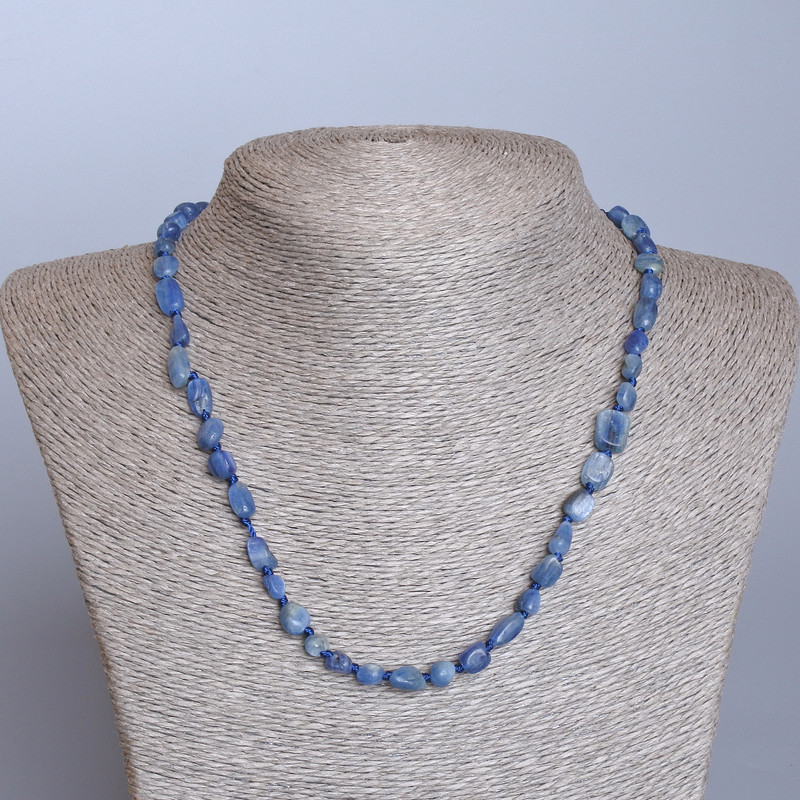 Kyanite Necklace, Natural Stone Tumbled, d 6x7-8x11mm+-, length 48cm+
