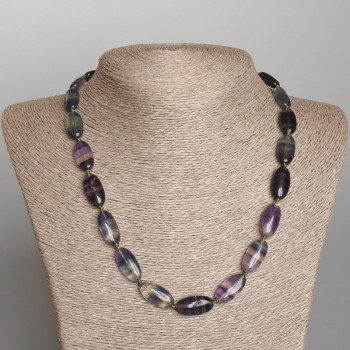 Fluorite Natural Stone Necklace, Oval, Diameter 10x20mm+-, Length 50cm+