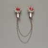 Flower Cardigan Brooch White Rhinestones, Pink Crystals, Silver-Tone Metal 18x25mm, 10cm Chain