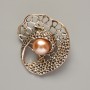 Accent Brooch Yellow Bead Gold-Tone Metal 41x39mm