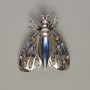 Butterfly Brooch Pendant Blue Crystal, Multicolour Rhinestones, Silver-Tone Metal 44x48mm
