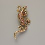 Lizard Brooch Multicolour Rhinestones Gold-Tone Metal 29x63mm