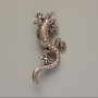 Lizard Brooch Pink Chameleon Rhinestones Silver-Tone Metal 29x63mm