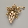Flower Brooch Pendant, Yellow Crystals, Gold-Tone Metal, 43x60mm