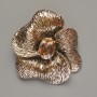 Flower Brooch Pendant, Yellow Crystal, Light Gold-Tone Metal, 55x63mm