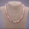 Pink Opal Necklace, natural stone, smooth round beads, diameter 8.5mm(+/-), length 49cm