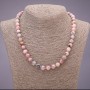 Pink Opal Necklace, natural stone, smooth round beads, diameter 8.5mm(+/-), length 49cm