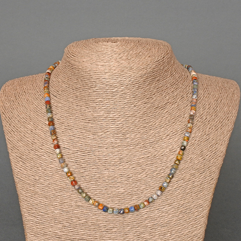 Sodalite Necklace, Natural Stone Faceted Cube Beads, Diameter 4mm+/-, Length 48cm+