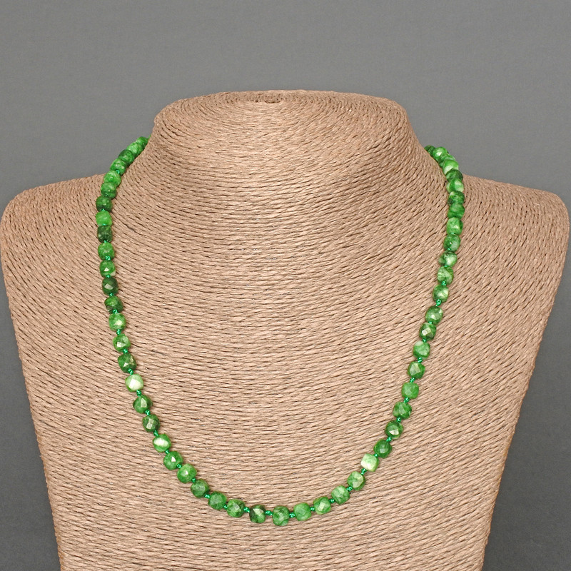 Chrysoprase Necklace, Natural Stone Faceted Cube, Diameter 5.5mm+/-, Length 51cm+