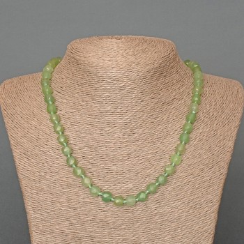 Jade Necklace, natural stone faceted cube, diameter 7mm+/-, length 49cm+