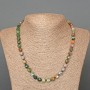 Green Jasper Necklace, Natural Stone Faceted Cube, Diameter 7mm+/-, Length 51cm+