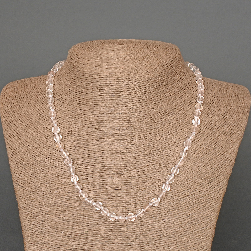 Rock Crystal Necklace, Natural Stone Faceted Cube, Diameter 5mm+/-, Length 47cm+
