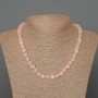 Rose Quartz Necklace, Natural Stone Faceted Cube Beads, Diameter 7mm+/-, Length 48cm+