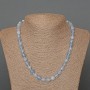 Necklace Aquamarine Natural Stone Faceted Cube, diameter 7.5mm+-, length 50cm+