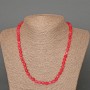 Raspberry Tourmaline Necklace, Natural Stone Faceted Cube, Diameter 5mm+/-, Length 49cm+