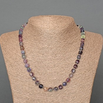 Clearance! Necklace Fluorite Natural Stone Faceted Cube, diameter 7mm+-, length 50cm+