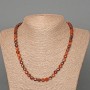 Brown Garnet Necklace, natural stone faceted cube, diameter 6.5mm+/-, length 49cm+